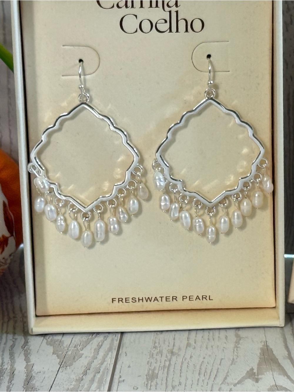 Silver Freshwater Pearl Dangle Earrings